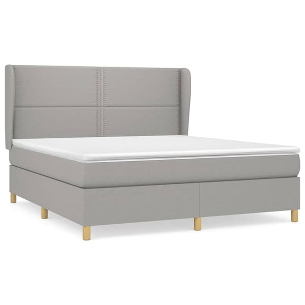 vidaXL Ramsäng med madrass ljusgrå 180x200 cm tyg Grå
