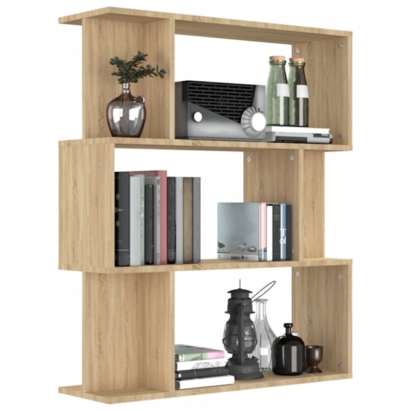 vidaXL Bokhylla/Rumsavdelare sonoma-ek 80x24x96 cm konstruerat trä Brun