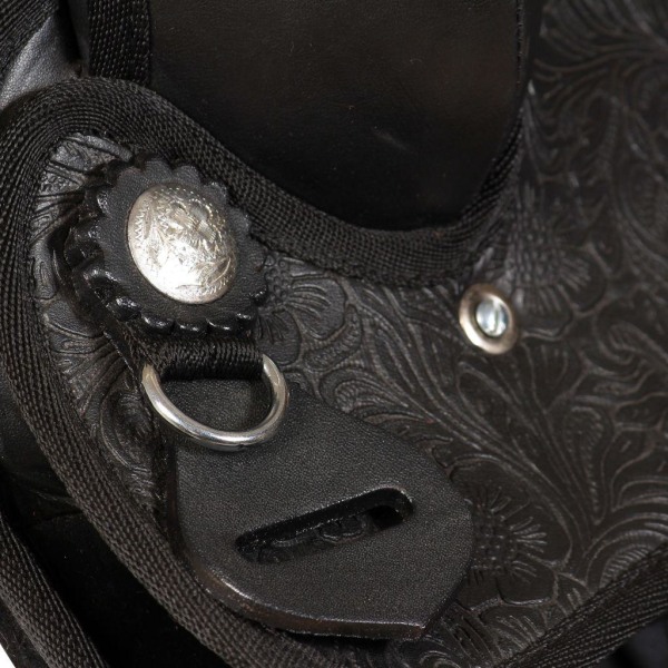 vidaXL Westernsadel träns&halsband äkta läder 12" svart Svart