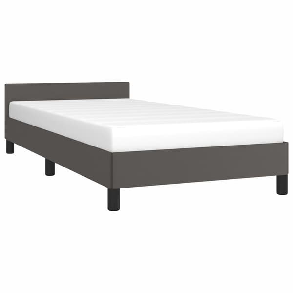 vidaXL Sängram med huvudgavel grå 90x200 cm konstläder Grå