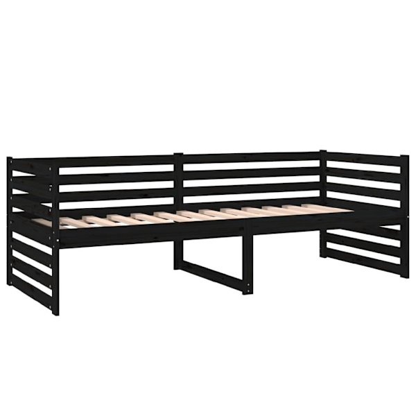 vidaXL Dagbädd svart 80x200 cm massiv furu Svart