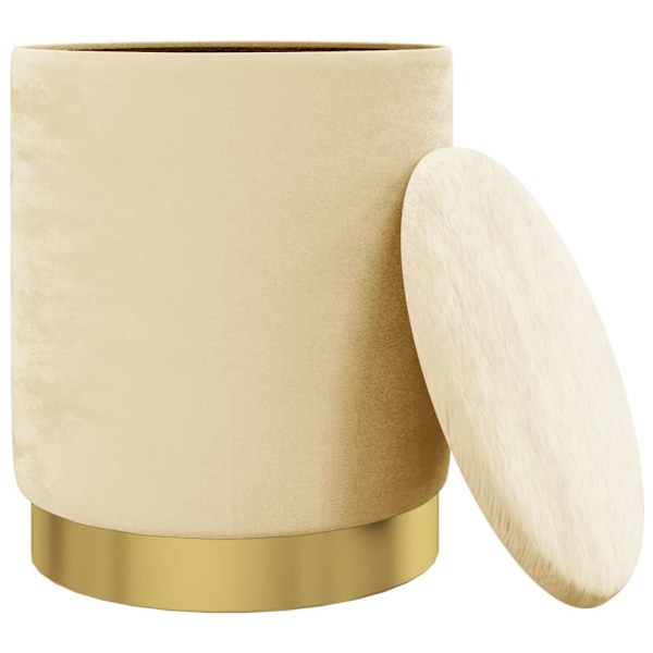 vidaXL Rund förvaringspall aprikos sammet 31 x 37 cm Creme