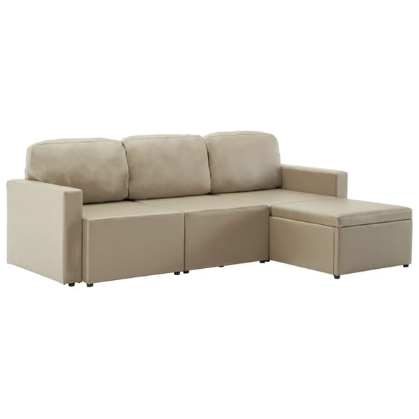 vidaXL Bäddsoffa modulär 3-sits cappuccino konstläder Brun