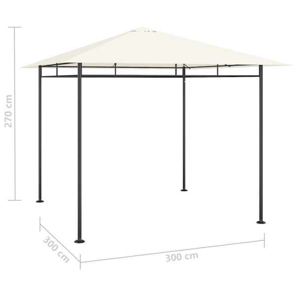 vidaXL Paviljong 3x3x2,7 m gräddvit 180 g/m² Creme