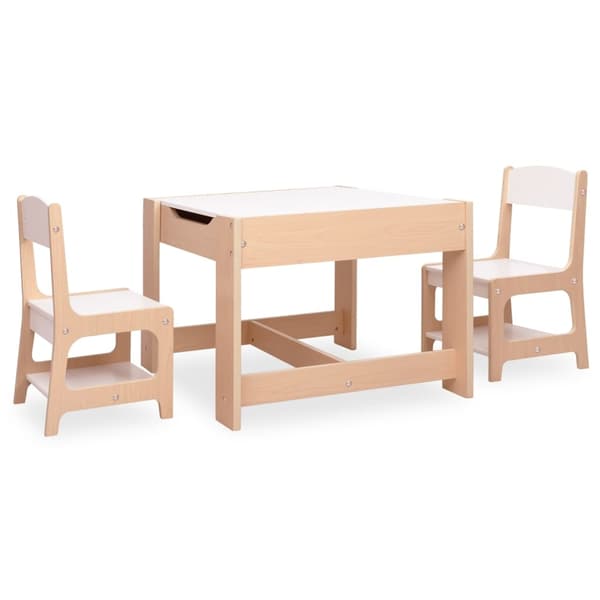 vidaXL Barnbord med 2 stolar MDF Brun