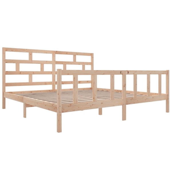vidaXL Sängram massiv furu 200x200 cm Brun