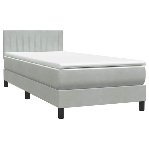 vidaXL Ramsäng med madrass ljusgrå 80x220 cm sammet Grå