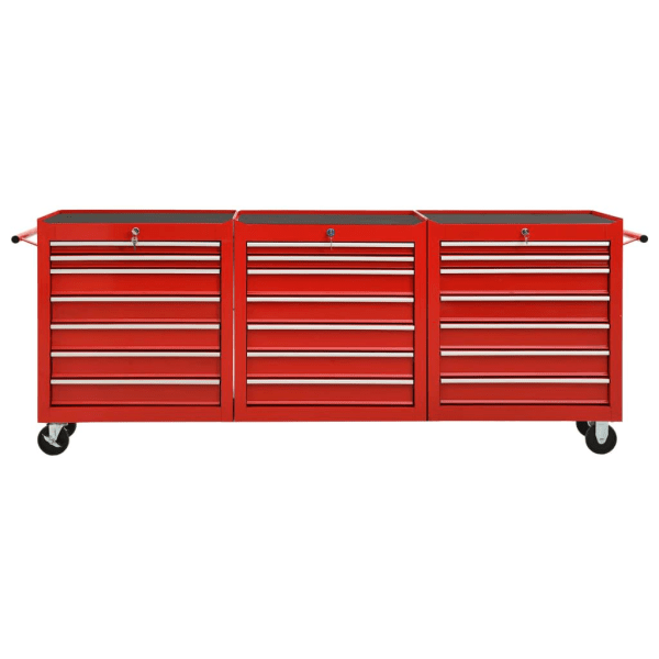 vidaXL Verktygsvagn med 21 lådor stål röd Röd