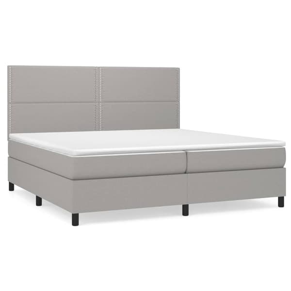 vidaXL Ramsäng med madrass ljusgrå 200x200 cm tyg Grå