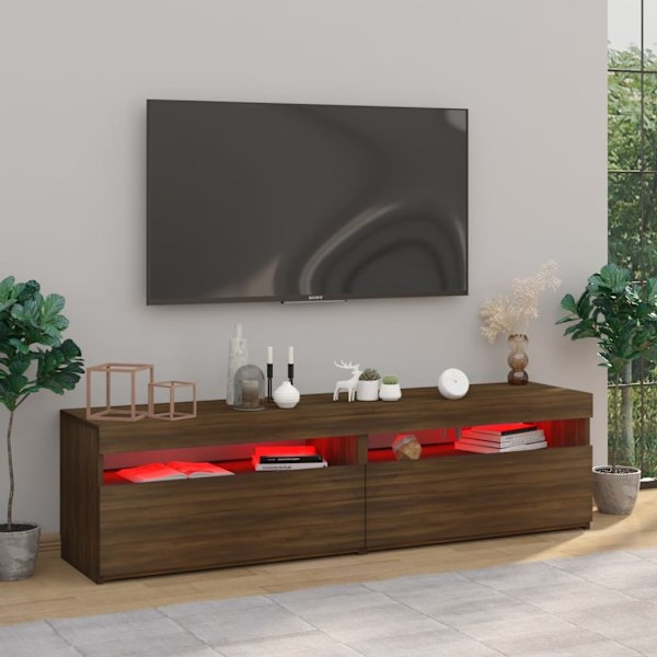 vidaXL Tv-bänkar med LED-belysning 2 st brun ek 75x35x40 cm Brun