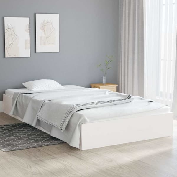 vidaXL Sängram vit massivt trä 100x200 cm Vit