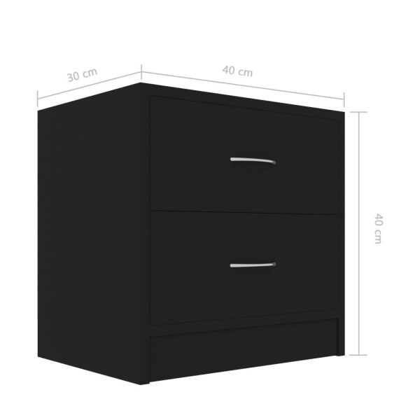 vidaXL Sängbord svart 40x30x40 cm konstruerat trä Svart