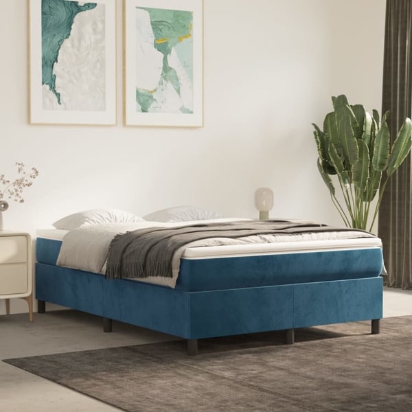 vidaXL Sängram utan madrass mörkblå 140x200 cm sammet Blå