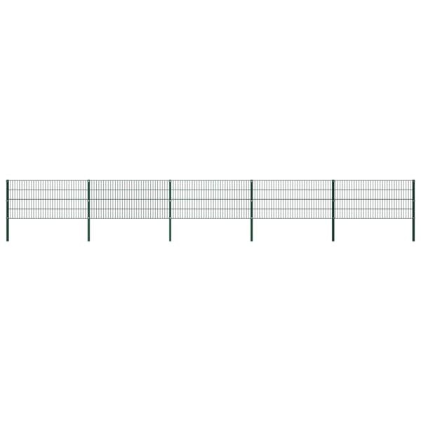 vidaXL Stängselpanel med stolpar järn 8,5x0,8 m grön Grön