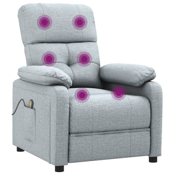 vidaXL Massagefåtölj ljusgrå tyg grå