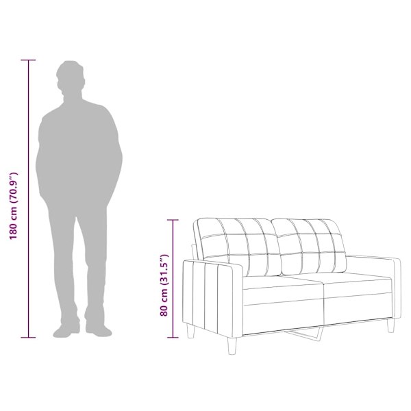 vidaXL 2-sitssoffa ljusggul 140 cm tyg Gul