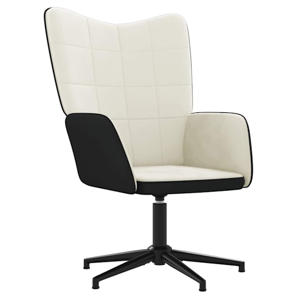 vidaXL Vilstol med fotpall gräddvit sammet och PVC Creme