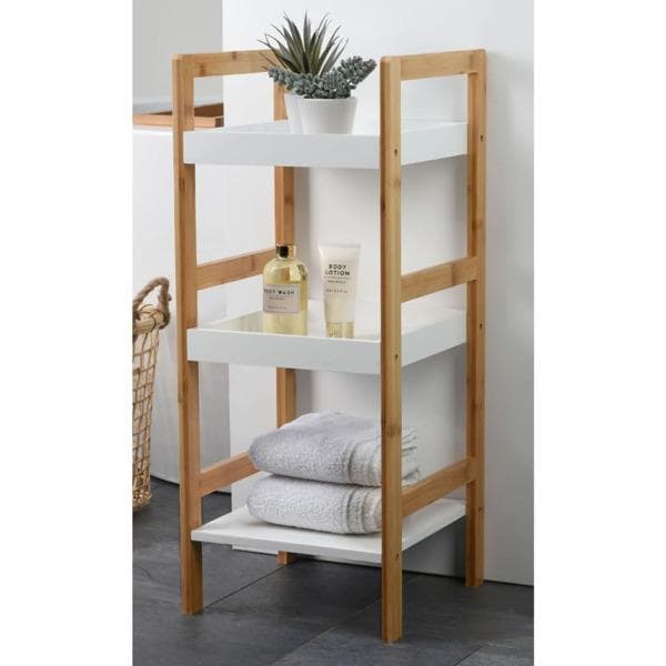 Bathroom Solutions Förvaringshylla med 3 hyllor MDF och bambu multifärg