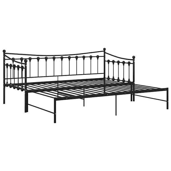 vidaXL Utdragbar sängram bäddsoffa svart metall 90x200 cm Svart