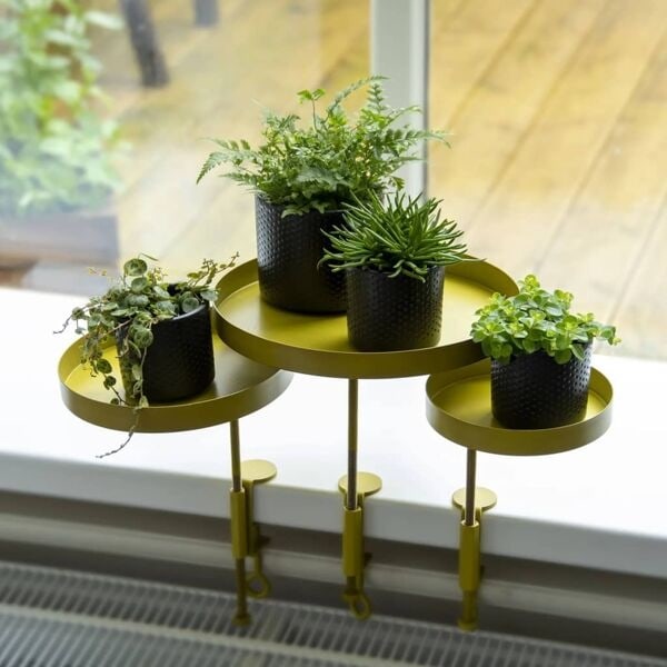 Esschert Design Växtbricka med klämma rund guld L Guld