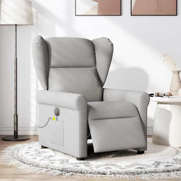 vidaXL Elektrisk massagefåtölj molngrå tyg Grå