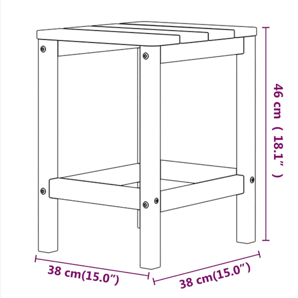 vidaXL Adirondack bord aquablå 38x38x46 cm HDPE Brun