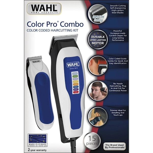 Wahl Hårtrimmer Color Pro Combo 15 delar 1395.0465 Blå