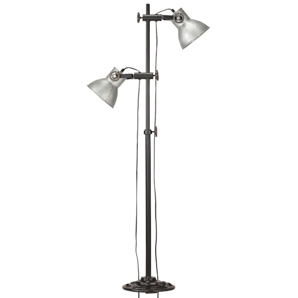 vidaXL Golvlampa med 2 lampskärmar silver E27 gjutjärn Silver