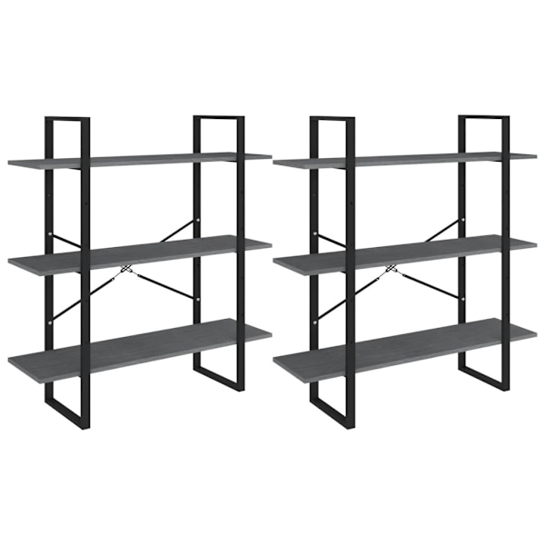 vidaXL Hög bokhylla grå 100x30x210 cm massiv furu grå