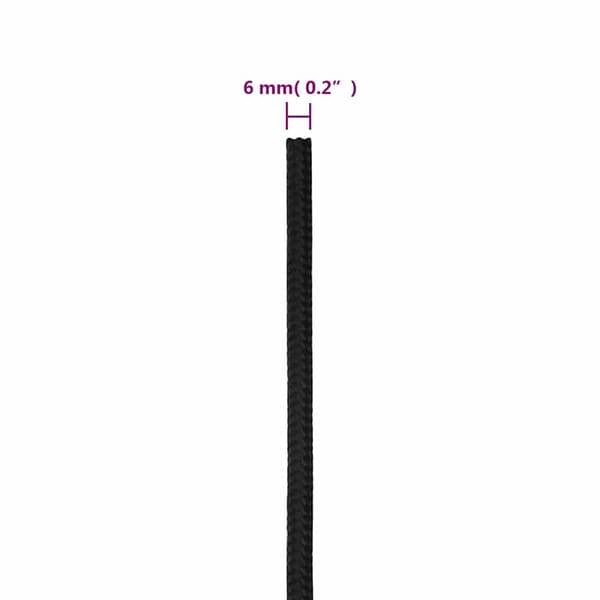 vidaXL Båtlina helsvart 6 mm 50 m polypropen