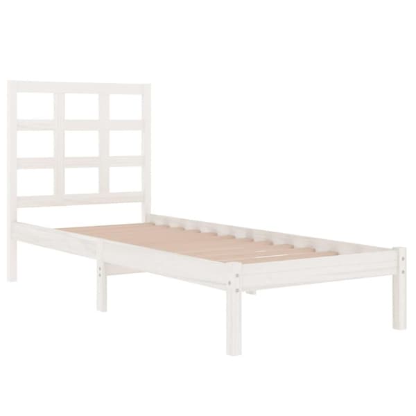 vidaXL Sängram vit massivt trä 75x190 cm Vit