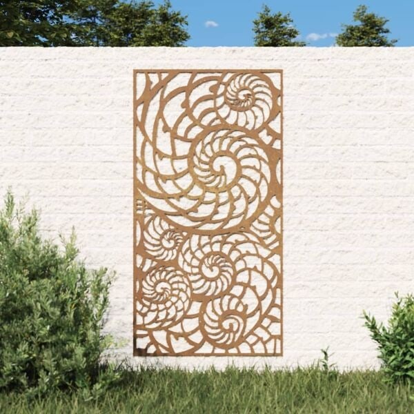 vidaXL Väggdekoration 105x55 cm rosttrögt stål snäckskalsdesign Brun