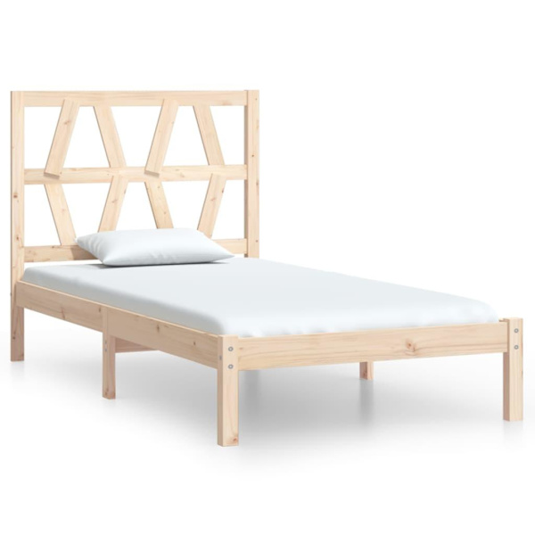 vidaXL Sängram massiv furu 90x190 cm Brun