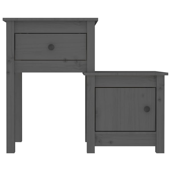 vidaXL Sängbord grå 79,5x38x65,5 cm massiv furu Grå