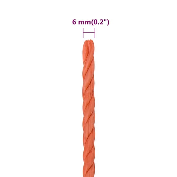 vidaXL Rep orange 6 mm 100 m polypropylen