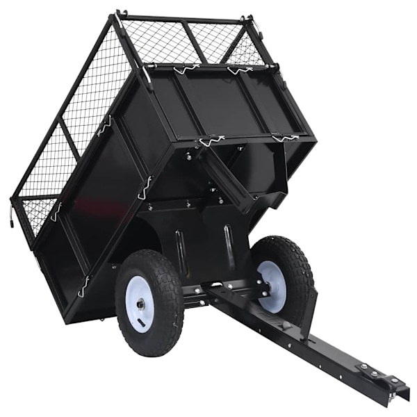 vidaXL Tippvagn för gräsklippare 150 kg last Svart