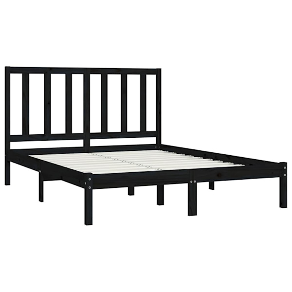 vidaXL Sängram svart massiv furu 120x190 cm Svart
