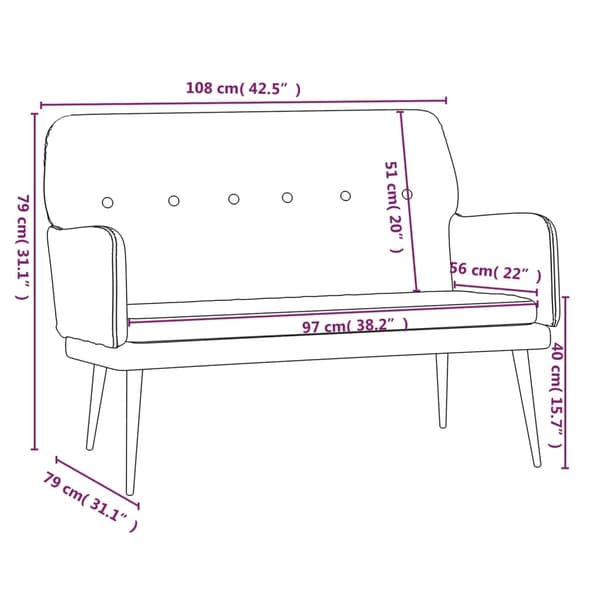 vidaXL Bänk gul 108x79x79 cm sammet Gul