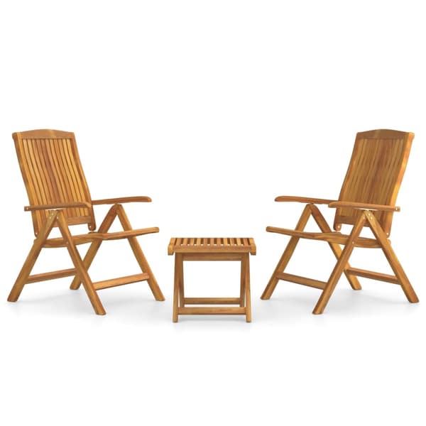 vidaXL Loungegrupp 3 delar massiv teak Brun