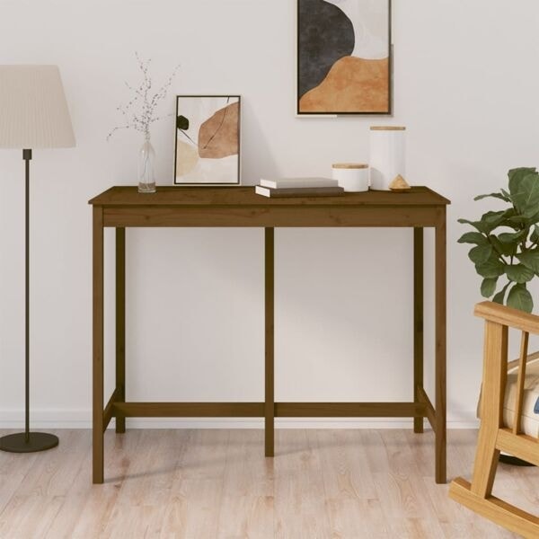 vidaXL Barbord honungsbrun 140x80x110 cm massivt furuträ Brun