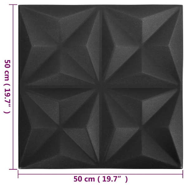 vidaXL 3D Väggpaneler 24 st 50x50 cm origami svart 6 m² Svart