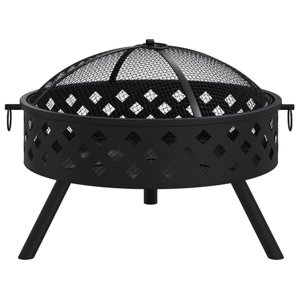 vidaXL Eldstad med eldgaffel 58 cm XXL stål Svart