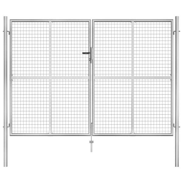vidaXL Trädgårdsgrind galvaniserat stål 306x225 cm silver Silver