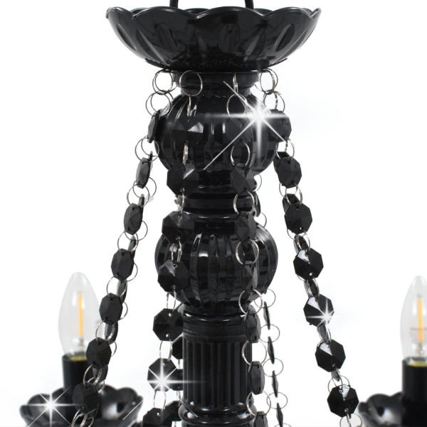 vidaXL Takkrona med pärlor svart 8 x E14-glödlampor Svart