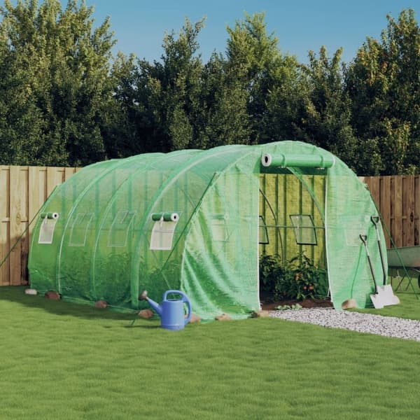 vidaXL Växthus med stålram grön 12 m² 4x3x2 m Grön
