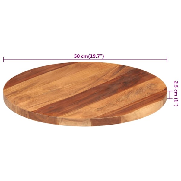 vidaXL Bordsskiva massivt akaciaträ rund 25-27 mm 50 cm Brun
