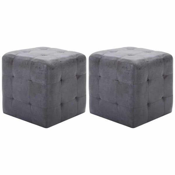 vidaXL Sittpuff 2 st grå 30x30x30 cm konstmocka grå
