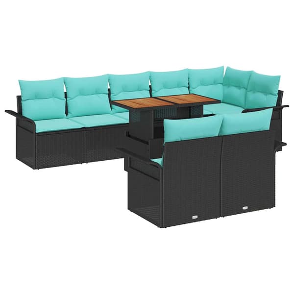 vidaXL Trädgårdsoffset 9 st Svart Poly rattan art