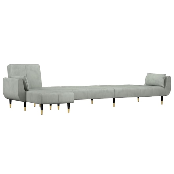 vidaXL L-formad bäddsoffa ljusgrå 275x140x70 cm sammet Grå