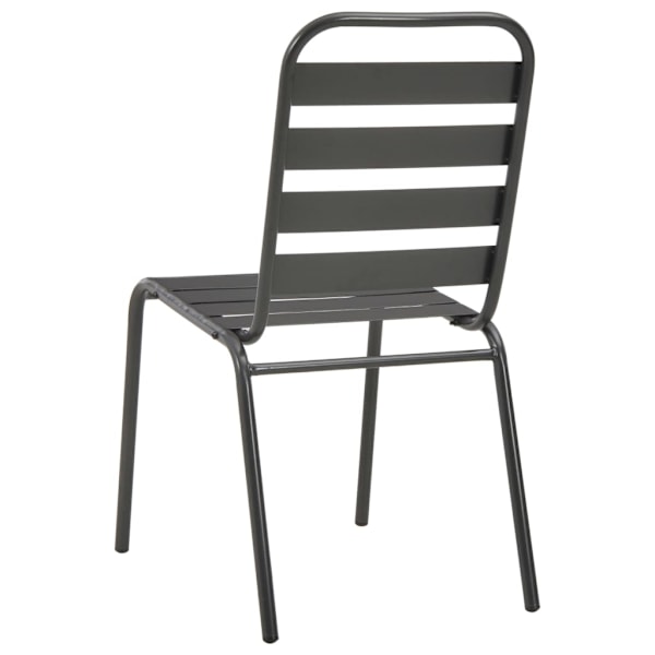 vidaXL Utestolar 4 st ribbad design stål mörkgrå grå